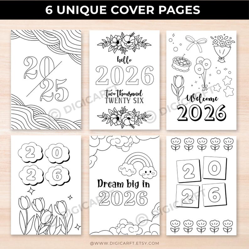 2026 journal bundle printable,2026 planner bundle,Premade bullett journal monthly yearly trackers pdf,Mood Trackers,Reading,Fitness,Habit image 2