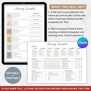 Ultimate Cleaning schedule bundle editable,Cleaning Planner Bundle,Weekly,Monthly,Yearly Cleaning Checklist,30 Declutter,Family Chore Chart image 10