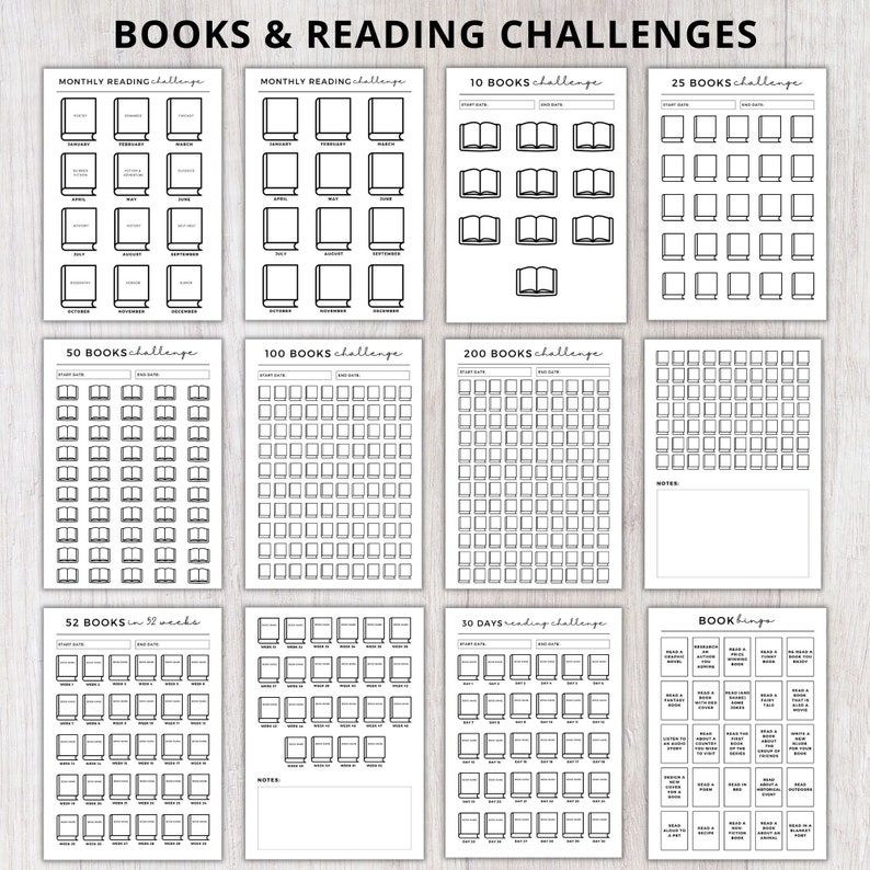 Book Reading planner bundle printable,Reading planner 2024,printable reading challenge,Book review log book,Monthly Reading journal minimal image 8