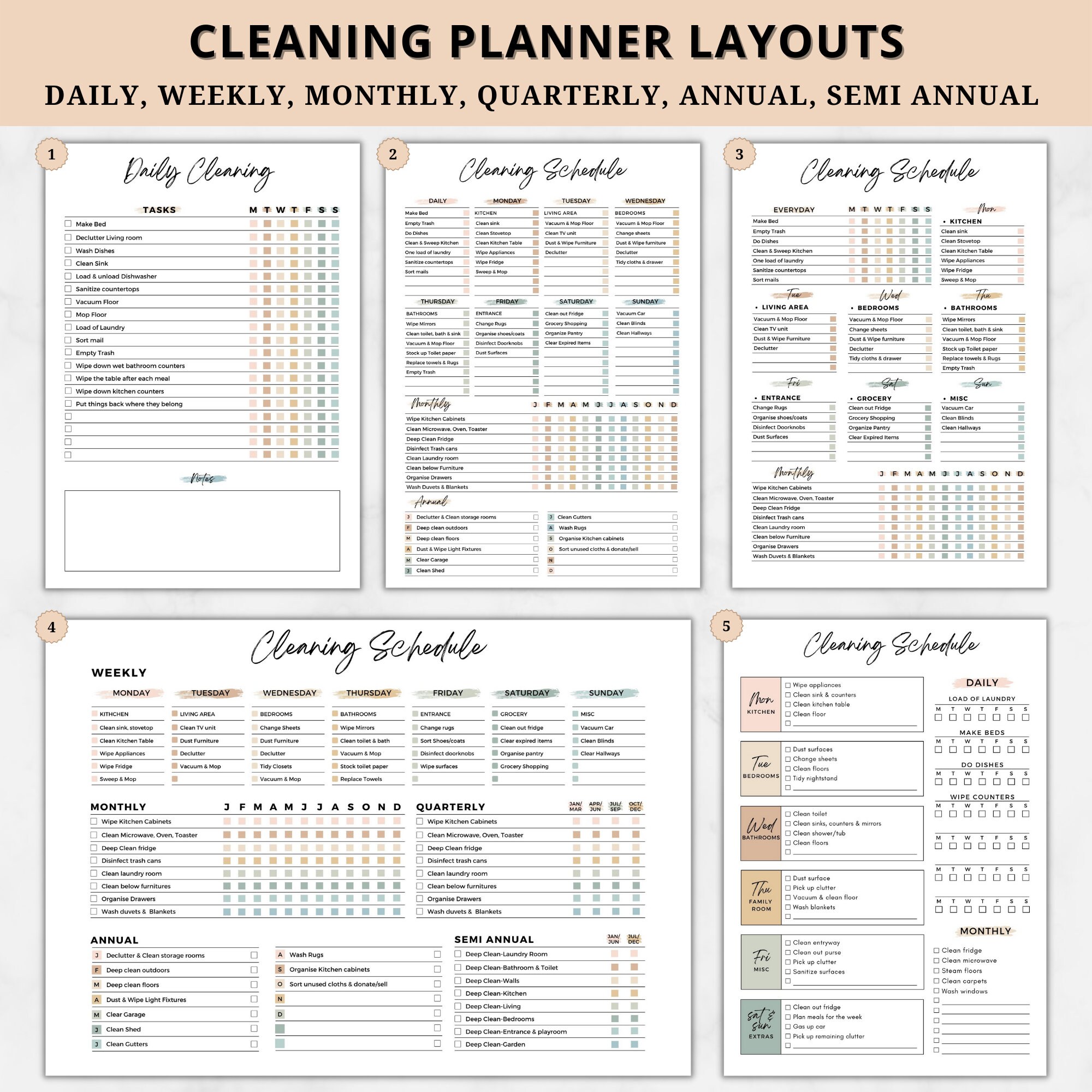 Ultimate Cleaning Schedule Bundle Editablecleaning Planner - Etsy