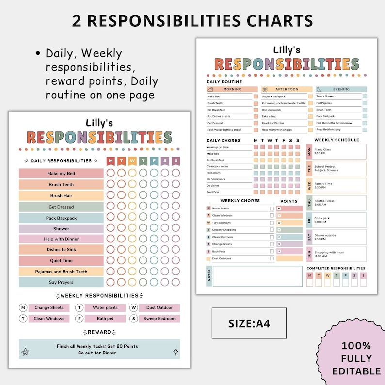 Editable Kids Chore Chart, Kids Chore Chart Bundle, Kids Routine Chart, Daily Routine Chart for Kids, Editable Responsibility Chart, Kids Checklist Printable, Behavior Chart, Reward Chart, Screen Time Checklist, Allowance Tracker, Kids Job Chart, Kids Morning Routine, Bedtime Routine Chart, Weekly Schedule for Kids, School Checklist, Flip Routine Chart, Visual Schedule for Kids, Toddler Routine Chart, Canva Editable Kids Charts, Printable Kids Planner, ADHD Routine Chart, Autism Visual Schedule