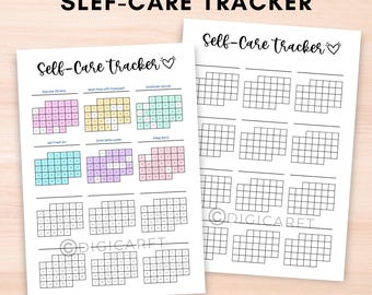 Self care tracker and planner printable,Bullett journal bundle,A5 Bujo Monthly Selfcare checklist page,Habit tracking page,30 days challenge
