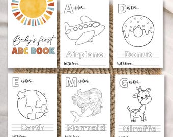Abc baby shower coloring book printable,Baby's first abc alphabet book,Babyshower abc coloring book,Baby shower activity and games kit kids