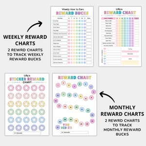 Bucks Color Chart Editable Kids Reward Bucks and Chart,reward Coupons for Kids,mom Bucks ...