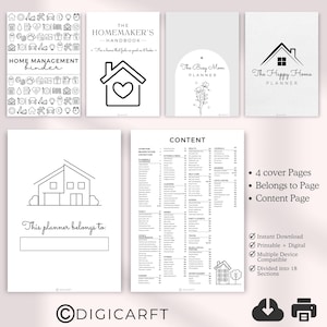 Home management binder printable,Home maintenance planner bundle non digital.Digital life organising planner,2025 Planner bundle,Minimal planner pages,Daily trackers binder