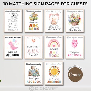 Abc baby shower coloring book printable,Baby's first abc alphabet book,Babyshower abc coloring book,Baby shower activity and games kit kids image 6