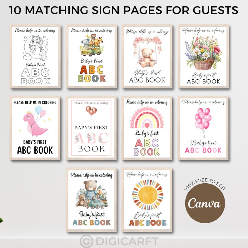Abc baby shower coloring book printable,Baby's first abc alphabet book,Babyshower abc coloring book,Baby shower activity and games kit kids image 6