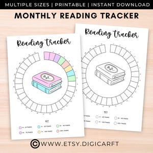 Maandelijkse lezing tracker afdrukbaar, dagelijkse lezing gewoonte tracker log digitaal, Bujo Reading dagboek, A5 Bullet Journal boek tracker planner pagina's