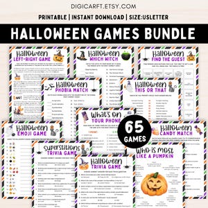 Halloween games bundle,Printable Halloween party games bundle for kids and adults,Trivia game,Halloween activities classroom,Pass the prize