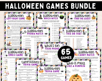 ハロウィンゲームセット、子供と大人向けの印刷可能なハロウィンパーティーゲームセット、トリビアゲーム、教室でのハロウィンアクティビティ、景品回しゲーム