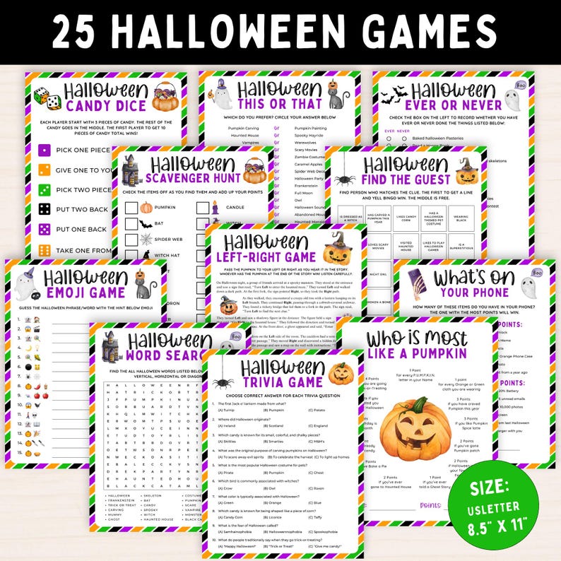 Halloween games kids,Halloween activities,Adult Halloween game,Halloween trivia,Halloween bingo card,Scavenger hunt teens,Spooky games bundle,Printable halloween,Halloween party game,,Family Game Night,Fall activities kids,Pass the pumpkin game