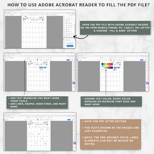 Pode incluir: Uma captura de tela mostrando como usar o Adobe Acrobat Reader para preencher um arquivo PDF. A imagem mostra um calend&aacute;rio do m&ecirc;s de setembro. As instru&ccedil;&otilde;es incluem adicionar texto, linhas, formas, assinaturas e alterar a cor do texto e das formas.