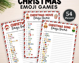 Christmas emoji games bundle,Christmas movie emoji game,Song emoji pictionary game with answers,Printable party game kids,Holiday music game