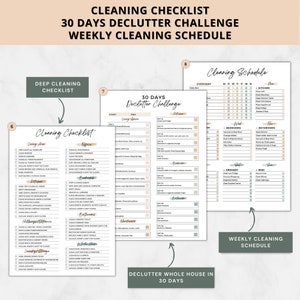 Ultimate Cleaning schedule bundle editable,Cleaning Planner Bundle,Weekly,Monthly,Yearly Cleaning Checklist,30 Declutter,Family Chore Chart image 3