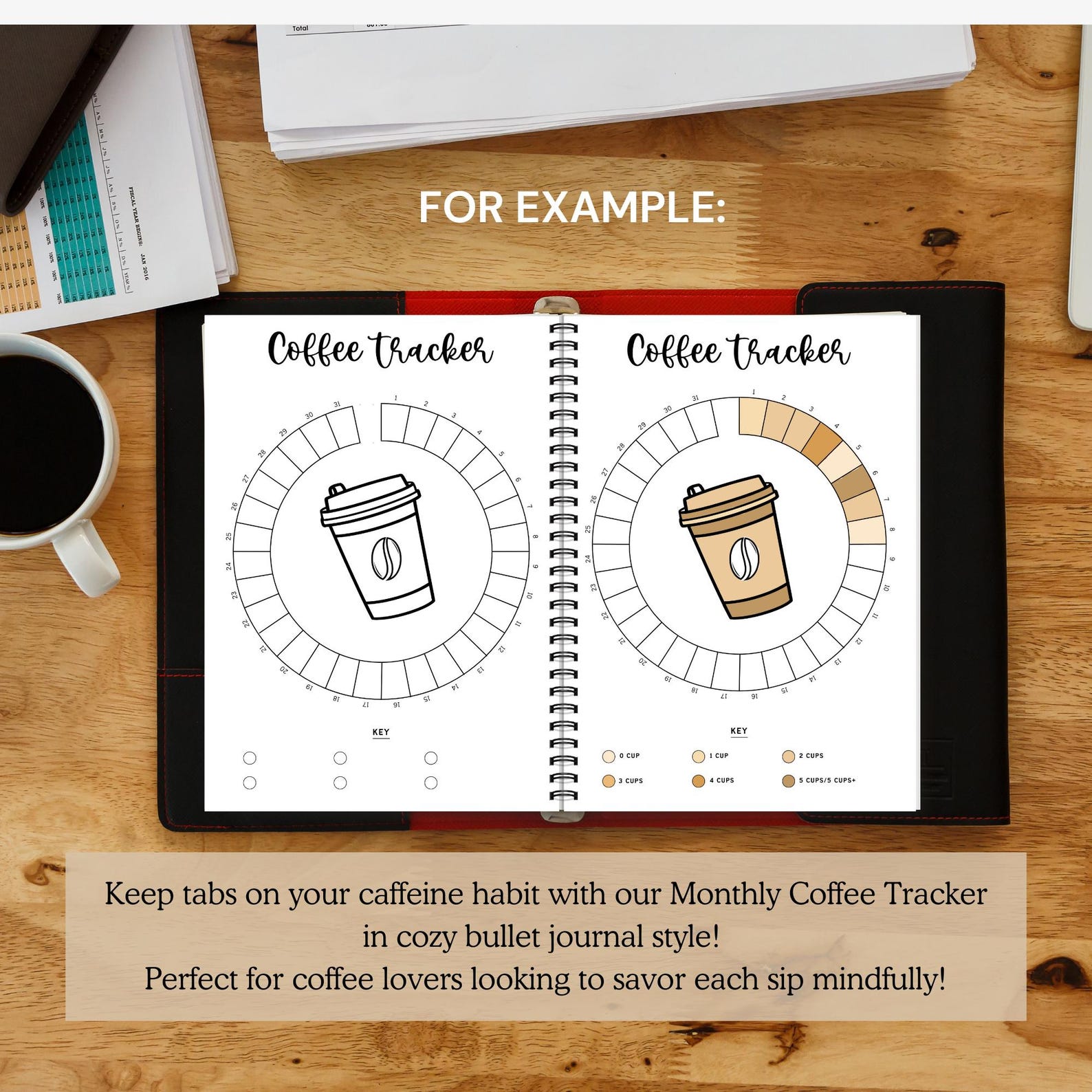 Monthly Coffee Tracker Printable,a5 Bullett Journal Page,monthly Wheel ...