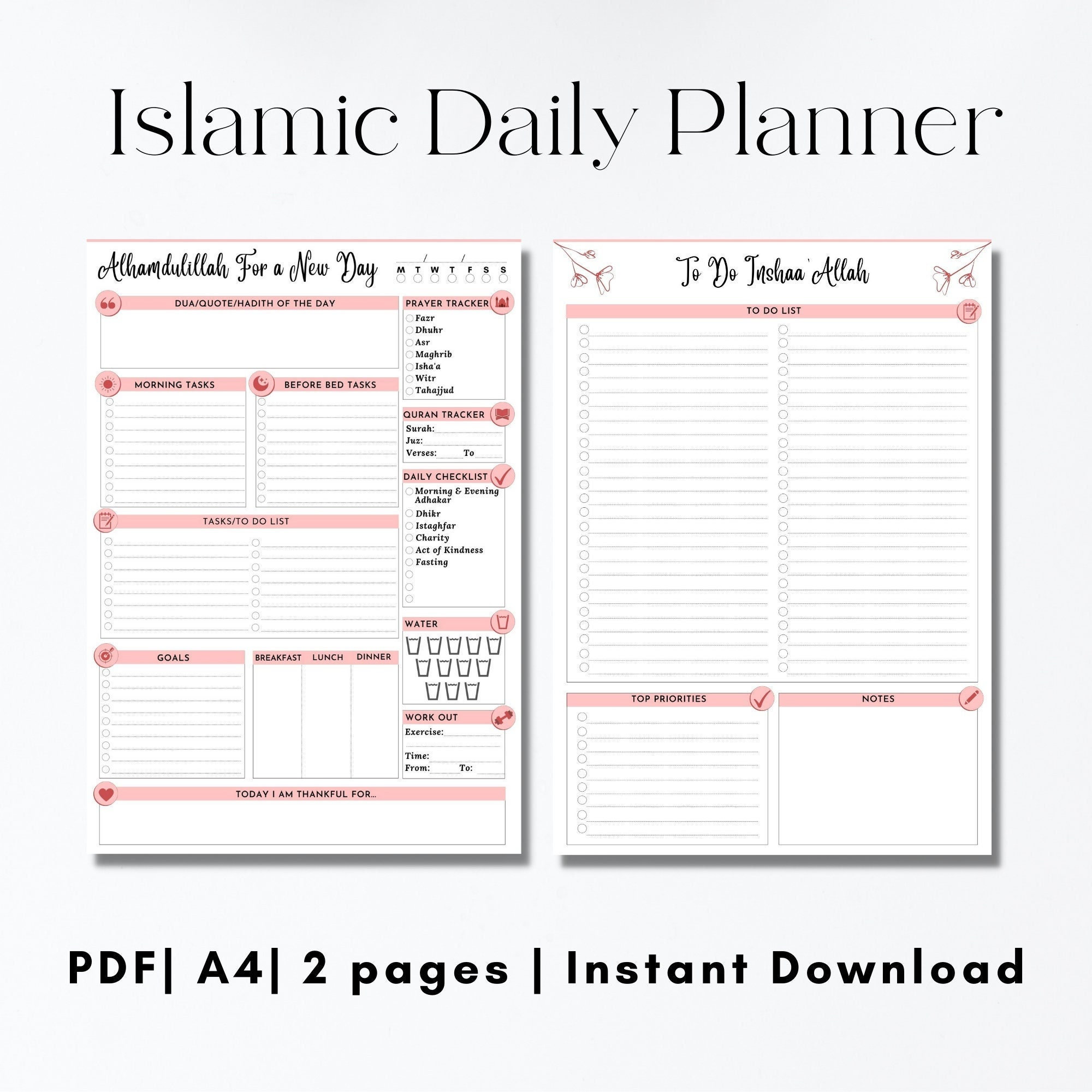 Islamic daily planner printable Islamic planner Muslim Etsy España