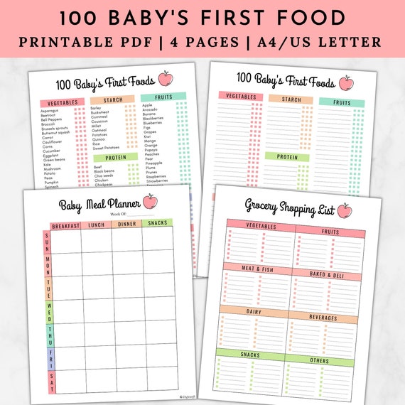 100 Baby First Food Baby Food Diarybaby Food Tracker