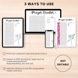Yearly prayer tracker journal printable,Daily prayer journal digital download,Bullett journal pre made,Spiritual A5 journal insert template