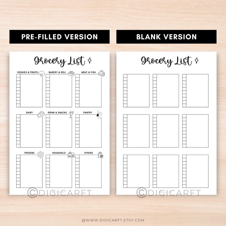 Blank Grocery list sheet,Printable grocery pages blank,A5 bujo page,grocery list a4 digital,Grocery Shopping checklist,Food Shopping Lists
