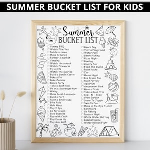 Summer Bucket list for kids printable,Summer activity list coloring page,Summer calendar template,Kids summer planner 2024,Summer to do list