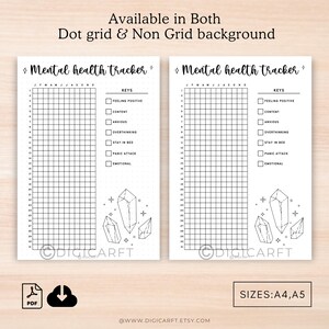 Mental health yearly tracker journal printable,Stress tracker page,Anxiety tracking log,Bullett journal pre made,A5 bujo  journal insert PDF