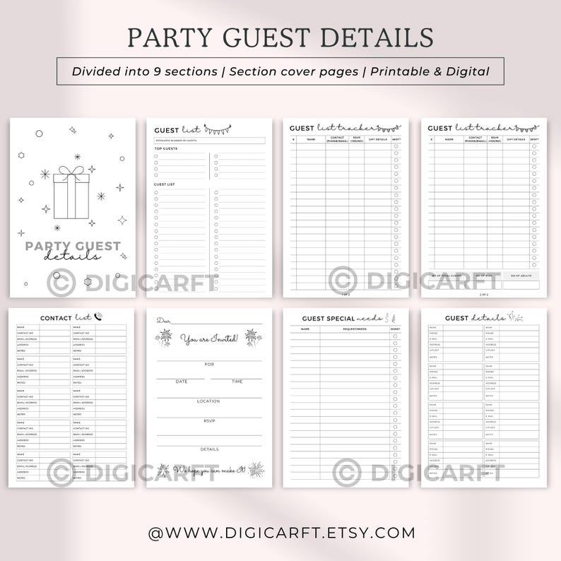 Printable Birthday Party Planner Digital Party Checklist Event Organizer Children's Party Printable Template Birthday Organizer Adult Party