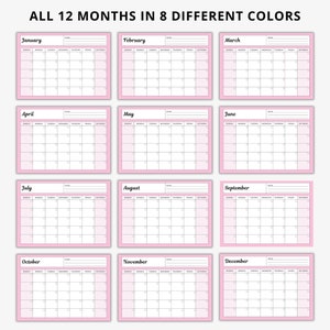 Blank Monthly Calendar With Notes Pdf,colorful Monthly Planner Digital ...