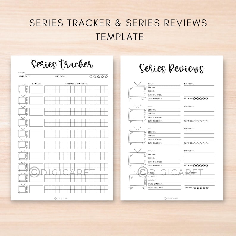 Watch List for Series, Bullet Journal for Film Lovers, Printable Movie Checklist, Movie Collection Tracker, Series Review Pages, Favorite Shows Journal, Movie Bingo Game, TV Show Watchlist Journal