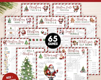 65 Christmas party games adults,Christmas games for group,Holiday office party games,family game night,Christmas activities bundle for kids