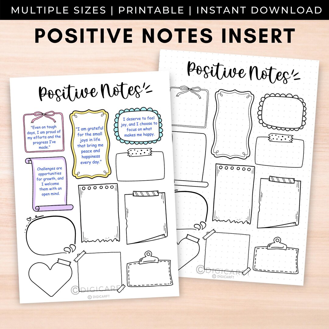 Positive Notes Template Printable,daily Affirmation Journal A5,monthly ...