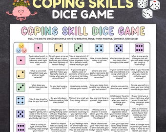 Coping skills dice game ,Mental health games for adults,Group therapy activities,Therapy dice games for kids,Games for mental health therapy