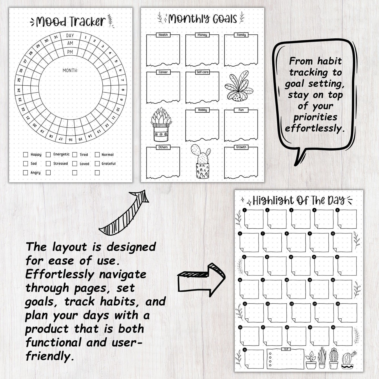 Monthly Trackers Bundle Printable A5 Bullett Journal Pages,this Month ...