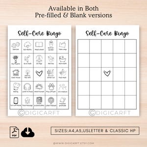 Self care bingo printable,Bullett journal bundle,A5 Bujo Selfcare tracker page,Self care journal,Monthly Habit Self care checklist digital
