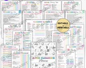 ADHD cleaning planner bundle pdf editable canva,Home cleaning schedule,Weekly,Monthly,Yearly Cleaning Checklist,Declutter,Family Chore Chart
