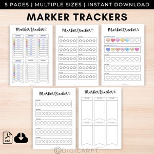Afdrukbaar markertestblad, sjabloon penstaal a5, blanco dagboekpagina marker staalkaart, Journal Key-tracker, A5 Bujo-pagina's, bullett-journaal