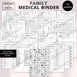 Family medical binder printable,healthcare planner printable,Medical Planner Bundle,Health Binder,doctor visit notes,family medical history
