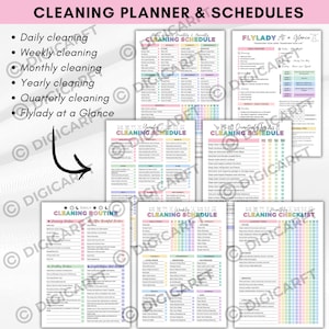 Daily cleaning routine, Weekly cleaning schedule, Monthly cleaning schedule and checklist, Yearly cleaning schedule,Quarterly cleaning list, FLylady at a glance journal for house wives