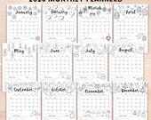 2026 monthly planner with notes printable,12 monthly planner inserts,monthly calendar 2026 to print pdf a5,bullet journal spreads,Bujo pages
