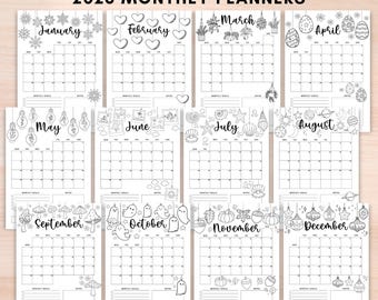 2026 monthly planner with notes printable,12 monthly planner inserts,monthly calendar 2026 to print pdf a5,bullet journal spreads,Bujo pages