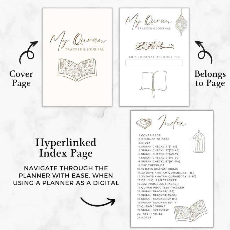 Printable Quran Tracker,Recitation & Memorisation Tracker,Quran planner,Quran Journal digital,Hifdh planner,Islamic study,Muslim planner pdf image 2