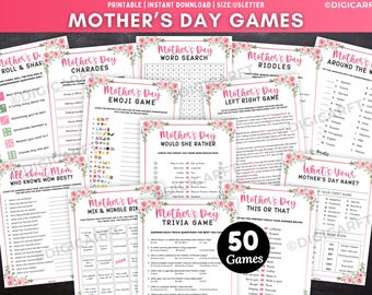 Mothers day games bundle printable,Mother's day party games for guests,Who knows mom best,Brunch games for kids,Fun family night activity