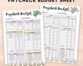 Paycheck budget template printable,Budget by paycheck planner digital goodnotes,Income Expense Debt log A4,Monthly finance tracker Pages A5