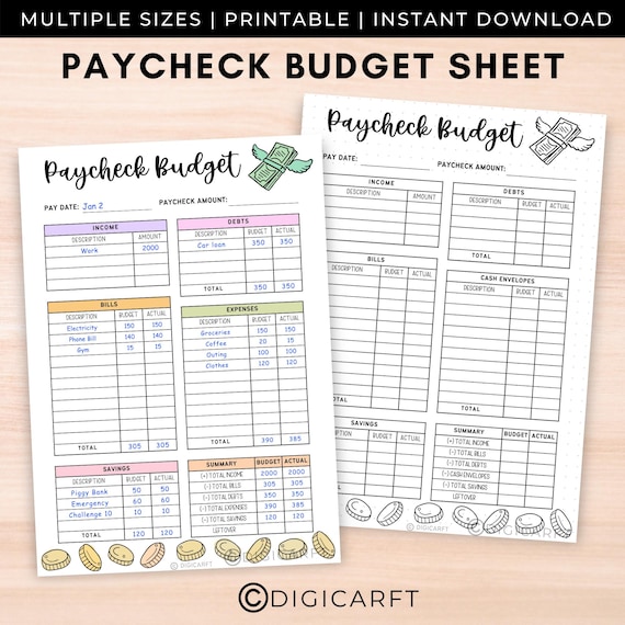 Paycheck budget template printable,Budget by paycheck planner digital goodnotes,Income Expense Debt log A4,Monthly finance tracker Pages A5