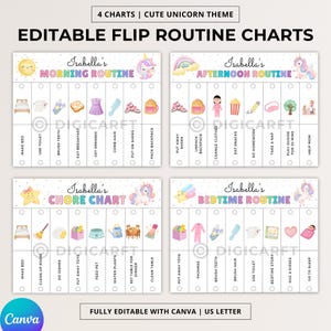 Routine Flip-Chart bearbeitbar für Kinder, Morgen-Routine, niedliche Chore chart, Gute-Nacht-Routine, tägliche Routine-Chart Kleinkind, Flip-Routine-Chart Canva