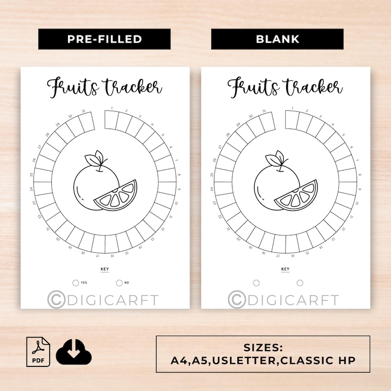 Monthly Fruits Eating Tracker Printable,a5 Bullett Journal Page,monthly ...