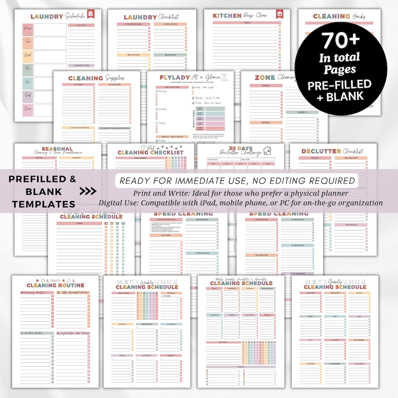 ADHD Cleaning Planner, ADHD Cleaning Bundle, Editable Cleaning Planner, Home Cleaning Schedule, Cleaning Checklist, Daily Cleaning, Weekly Cleaning, Monthly Cleaning, Declutter Planner, Decluttering Checklist, Family Chore Chart, Household Planner, Home Organization, ADHD Planner, Cleaning Routine, Cleaning Binder, Chore Chart, GoodNotes Planner, Printable Planner, Digital Download, Home Management, Cleaning Tracker, Printable PDF, Instant Download, House Cleaning Plan