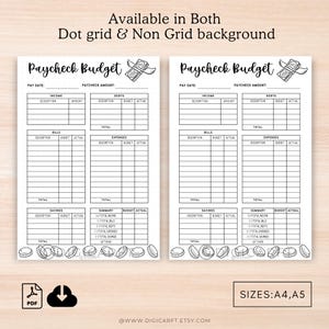 Paycheck budget template printable,Budget by paycheck planner digital goodnotes,Income Expense Debt log A4,Monthly finance tracker Pages A5