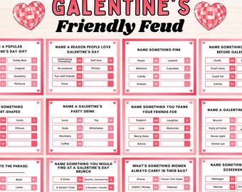 Galentines day friednly feud,Galentine family feud game,Galentines trivia quiz,Galentines party games,Valentine's day family feud cards