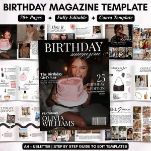Birthday Magazine Template, Personalized Gift for Best Friend Birthday, Editable Keepsake for Bestie and Sister, Editable Canva Templates