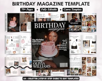 Birthday Magazine Template, Personalized Gift for Best Friend Birthday, Editable Keepsake for Bestie and Sister, Editable Canva Templates